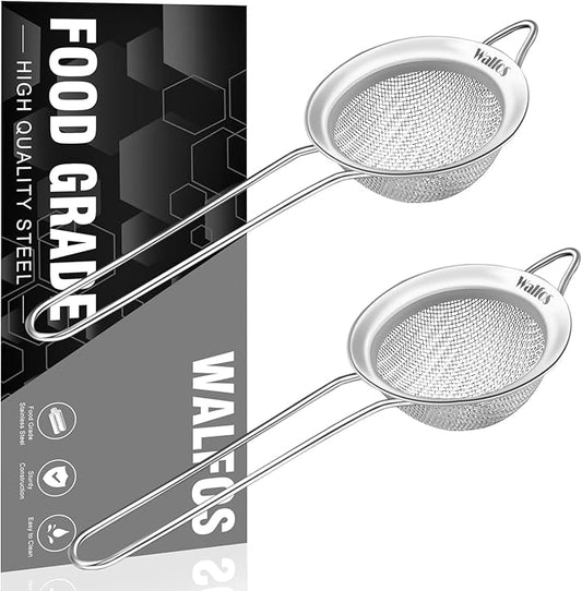 Walfos Small Fine Mesh Tea Strainer, Mini Stainless Steel Sieve with Handle, 2.7 Inch Kitchen Metal Sifter Strainers for Tea, Juicing, Coffee