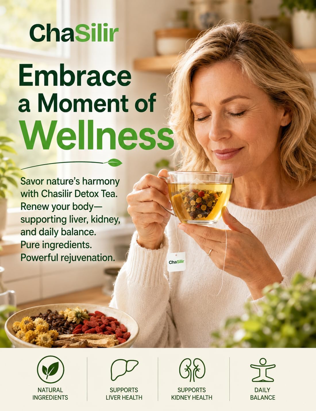 ChaSilir Organic Dandelion Root & Wolfberry Tea Bags - & Health Support