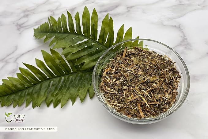Organic Way Dandelion Leaf (Taraxacum Officinale) Cut & Sifted - Herbal Tea | European Wild-Harvest | Kosher & USDA Certified | Vegan, Non-GMO & Gluten Free | 100% Raw from Albania (1/4LBS / 4Oz.)