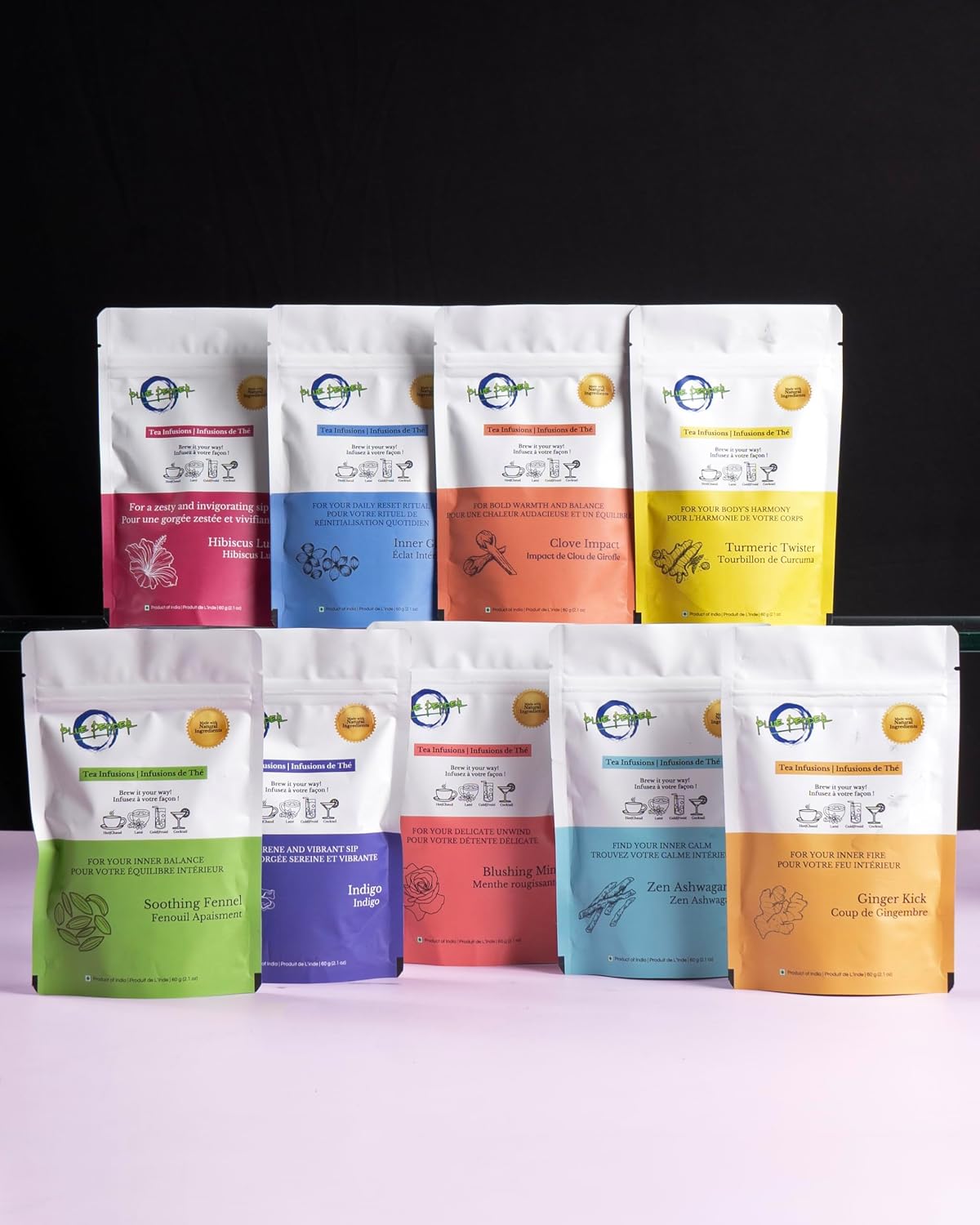Blue Pepper Tea Infusion | Butterfly Pea Flower Blend with Ginger, Tulsi (Holy Basil), Amla (Indian Gooseberry) &amp; Cardamom | Caffeine-Free Natural Beverage | 60g