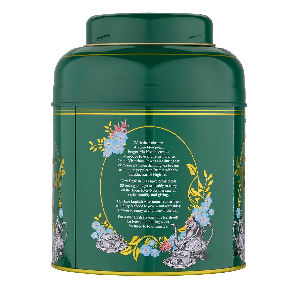 New English Teas Vintage Victorian Tea Tin with 80 Tea Bags - Dark Green