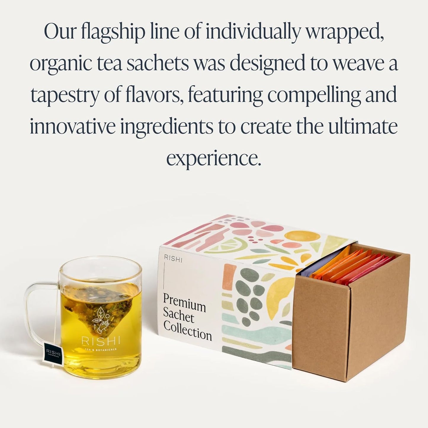 Rishi Tea Sachet Sampler Gift Box - Assorted Tea Set of Organic, Caffeinated and Non-Caffeinated Sachet Bags - 24 Count