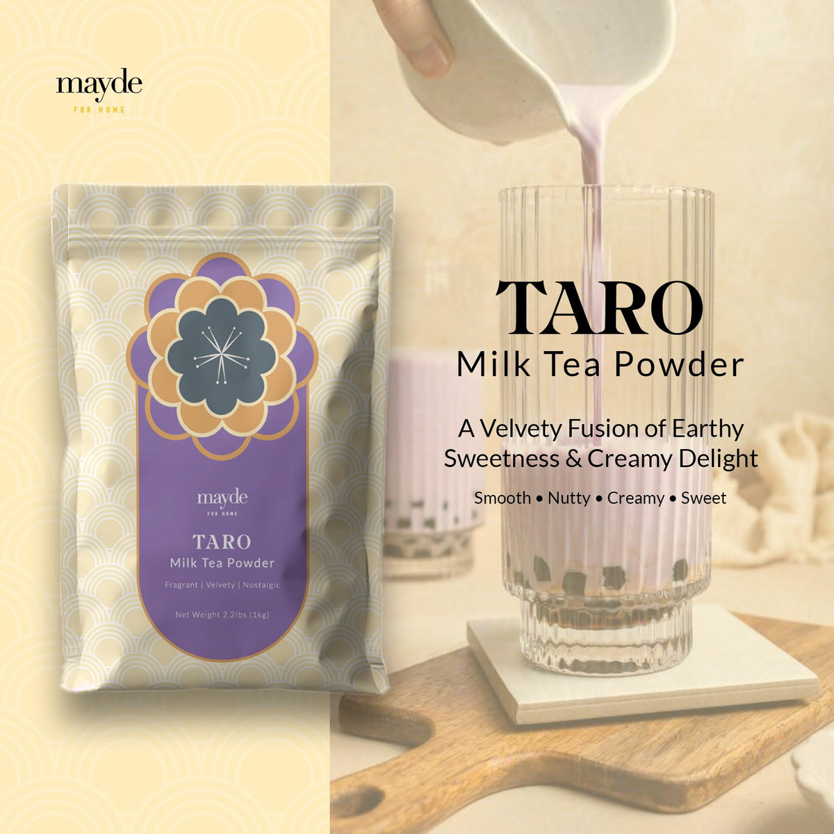 Mayde Taro Instant Milk Tea Powder From Taiwan for Boba Milk Tea 2.2 lbs