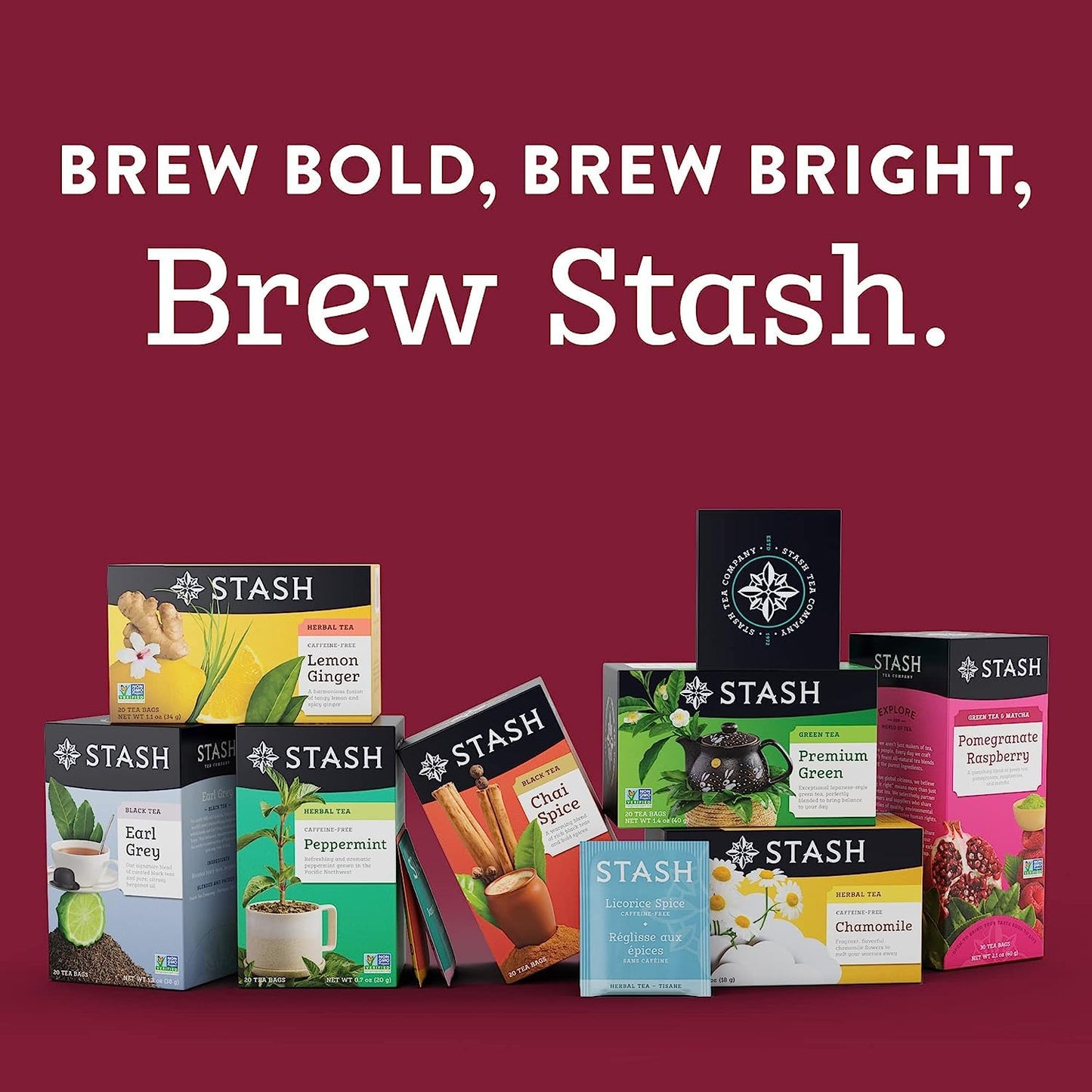 Stash Tea Chai Tea Variety Pack Sampler Assortment - Caffeinated, Non-GMO Project Verified Premium Tea with No Artificial Ingredients, 18-20 Count (Pack of 6)