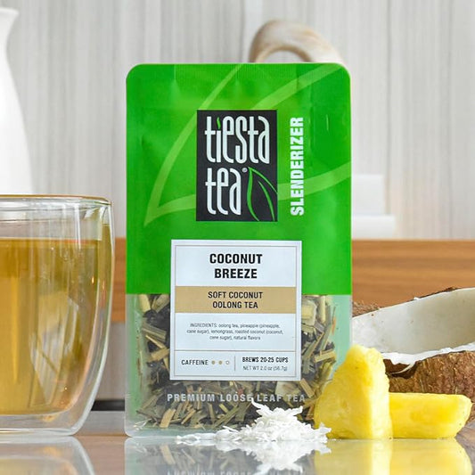 Tiesta Tea - Coconut Breeze, Loose Leaf, Soft Coconut Oolong Tea, Medium-Caffeinated Blend, Makes Hot or Iced & Up to 20-25 Cups, 2oz Resealable Pouch
