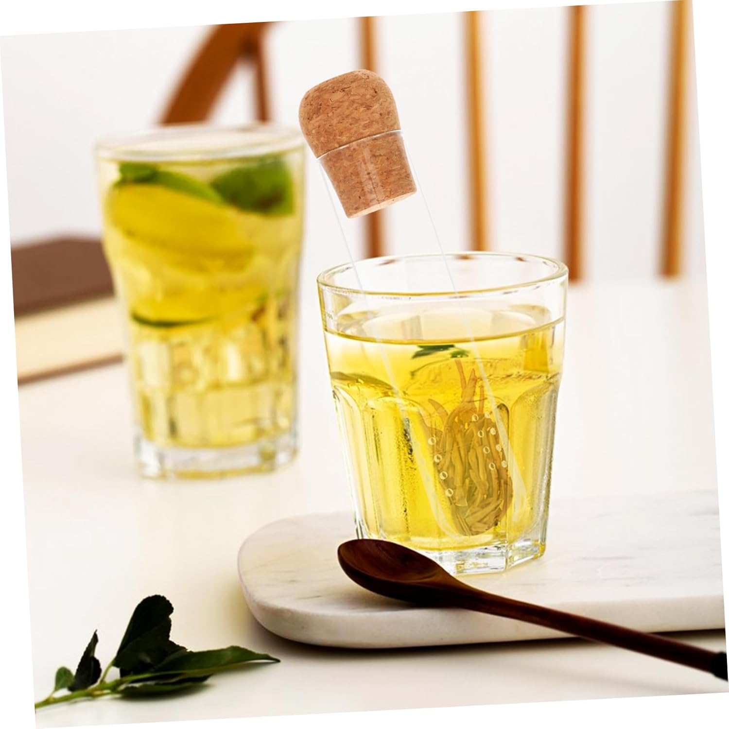 MAGICLULU Glass Tea Infuser Lid High-Temperature Resistant Loose Leaf Tea Strainer Reusable Glass Tube for Home Use