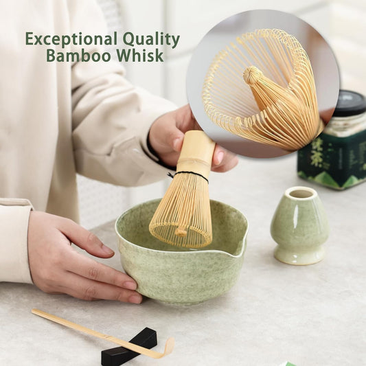 Ochcahser Matcha Set, 17 OZ Matcha Bowl, Matcha Kit for Matcha Lovers. | 5 Pce Japanese Matcha Whisk Set Includes Bowl with Spout, Whisk Holder, Bamboo Whisk and Scoop, Sifter, Great Matcha Gift.
