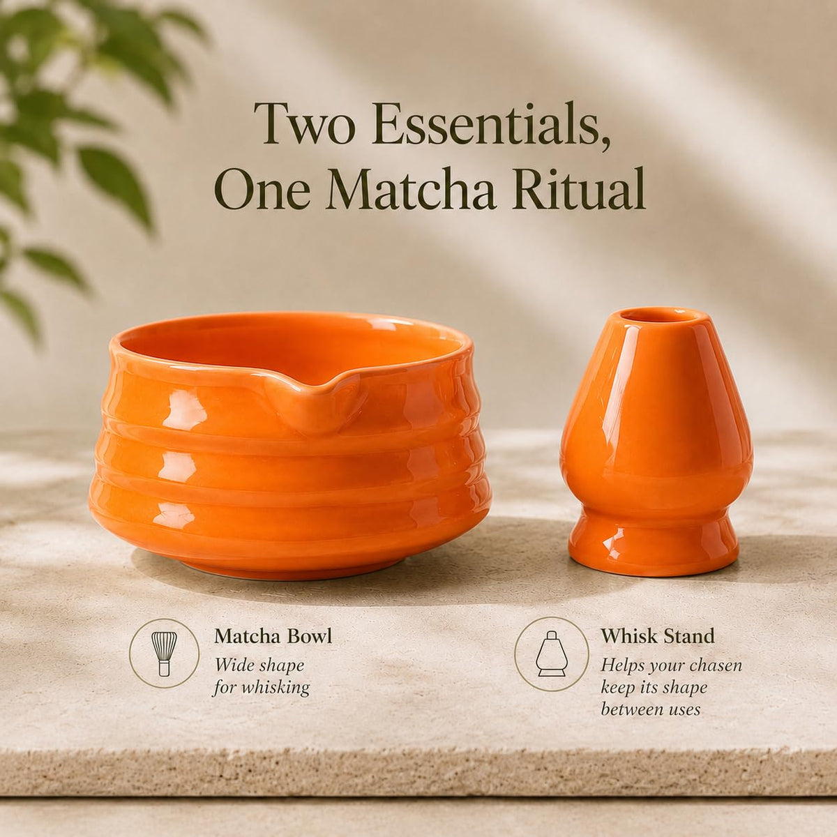 JavaNest Matcha Bowl Set with Whisk Holder, 560ml Ceramic Chawan