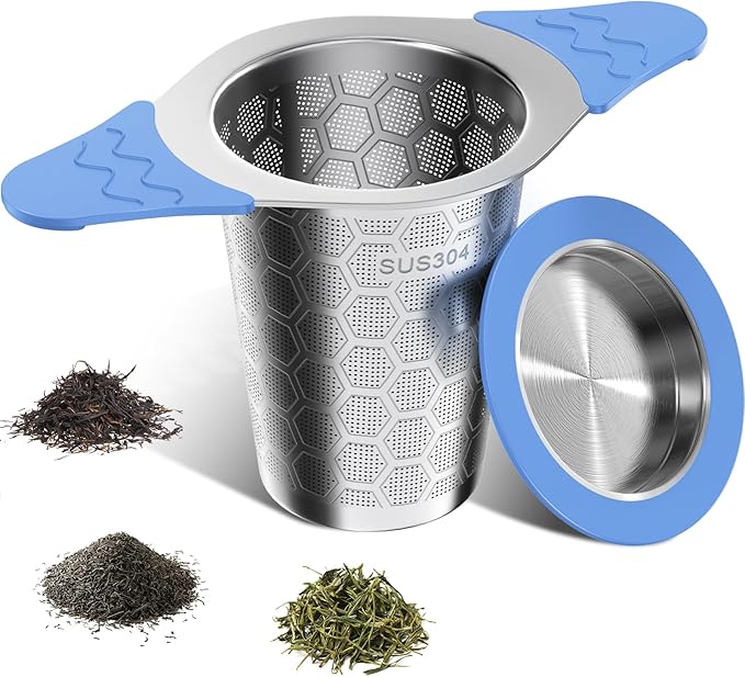 Tea Infuser for Loose Leaf Tea,18/8 Stainless Steel Tea Infuser with Heat Proof Silicone Handles