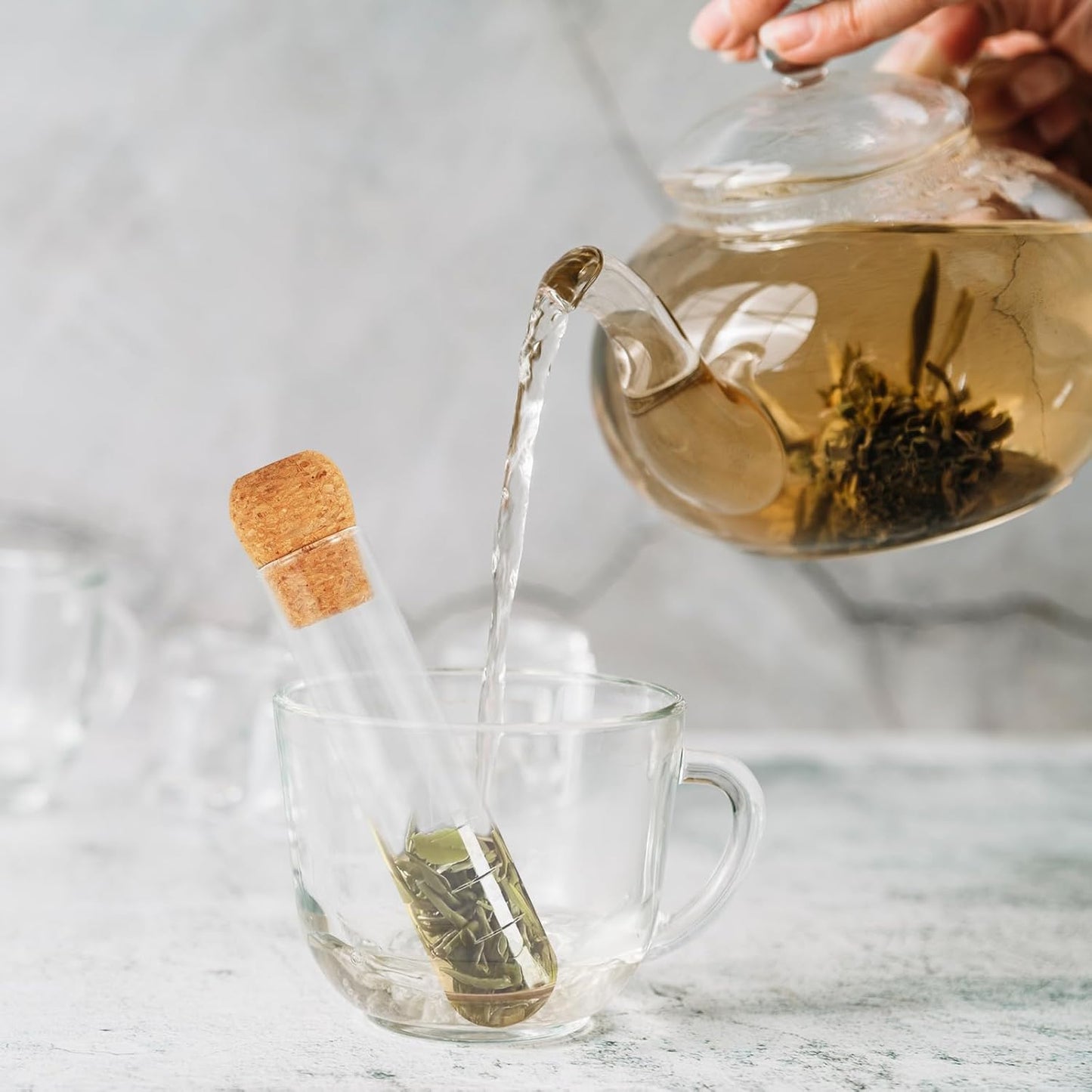 Glass Test Tube Tea Infuser for Loose Leaf Tea Strainer for Travel and Household Brewing