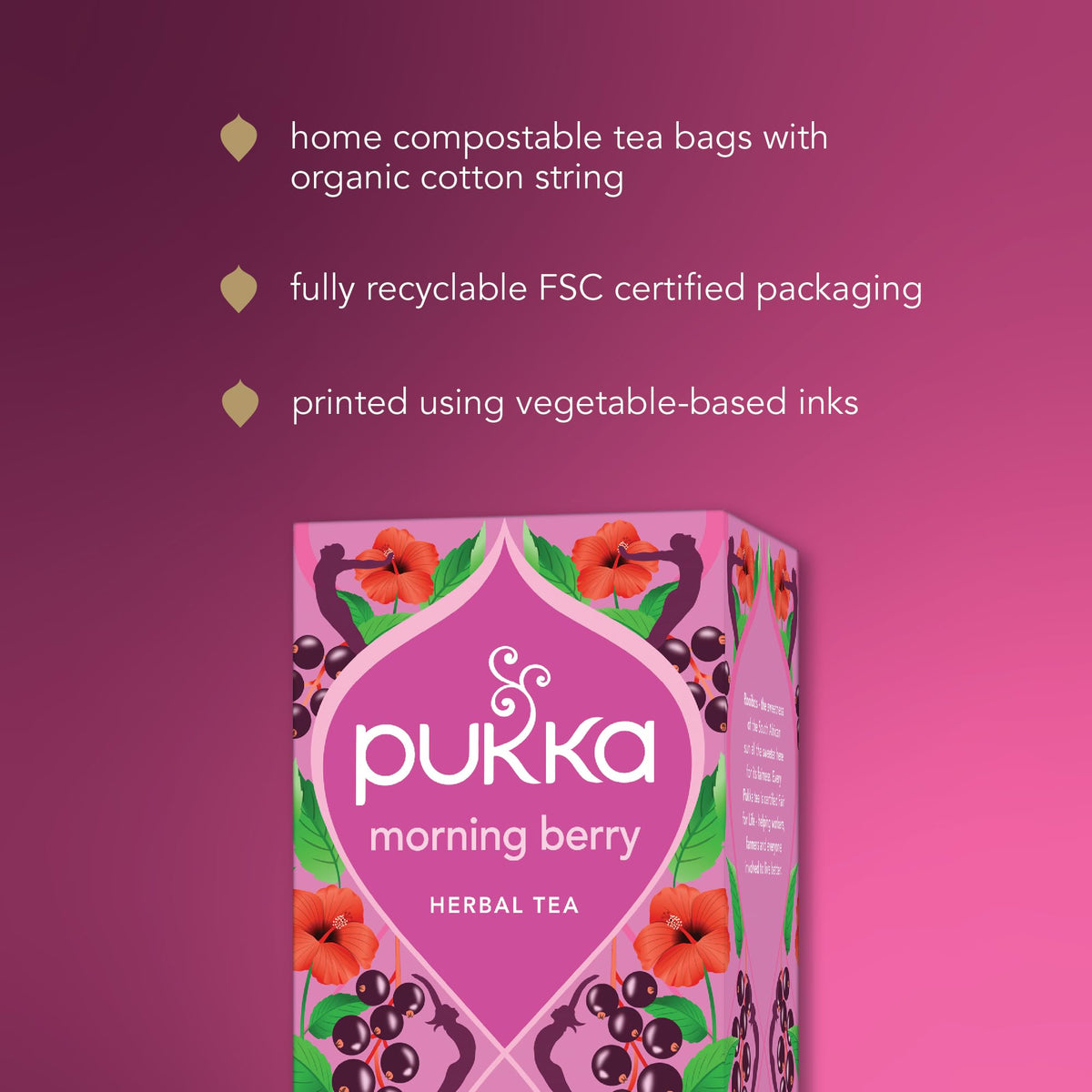 Pukka Morning Berry Organic Herbal Tea Bags, Caffeine Free Natural Energy, 80 Total Tea Bags (20ct - Pack of 4)