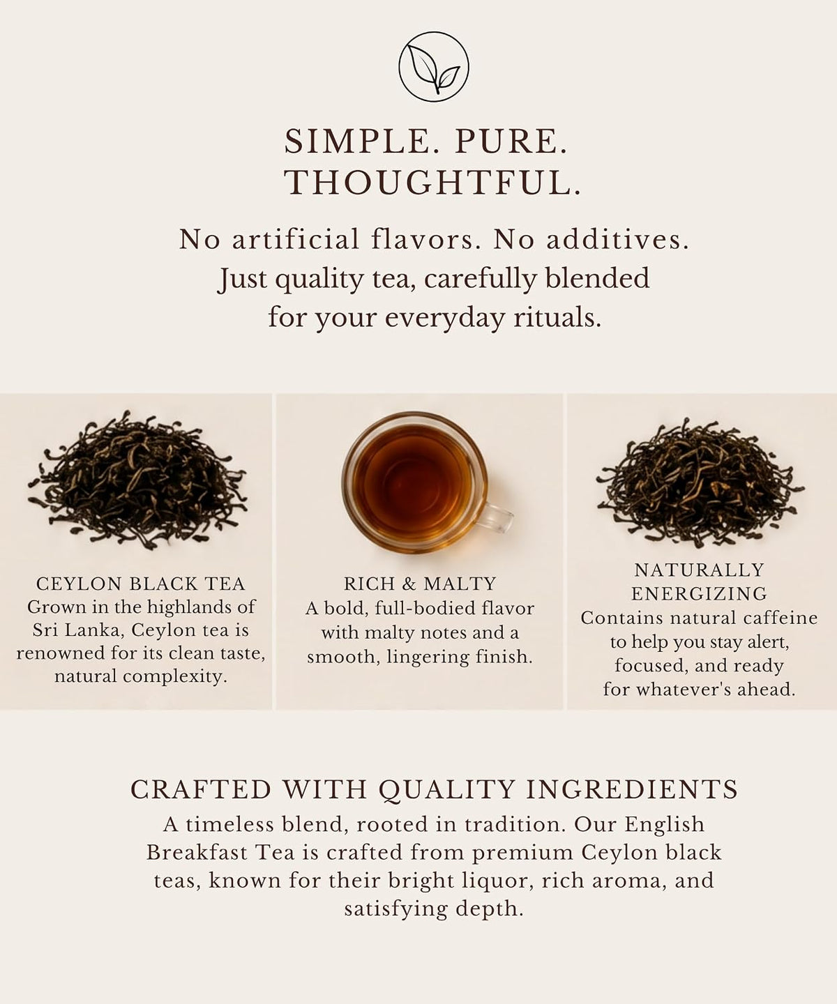 EZR Leaf English Breakfast Premium Whole Leaf Ceylon Black Tea, 20 counts 2.1 Once, Rich Flavor &amp; Bold Aroma Blend, A Morning Ritual in Every Cup