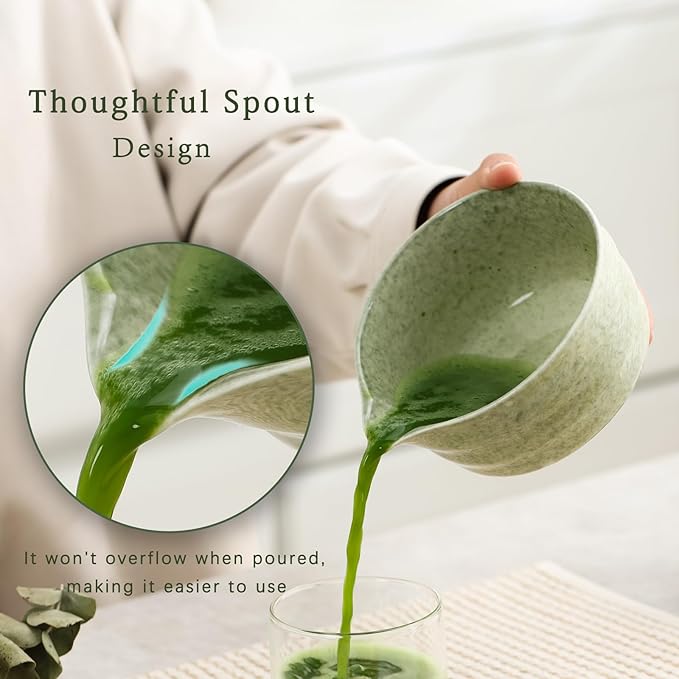 Matcha Set, Japanese Tea Set Includes Matcha Bowl with Spout, Matcha Whisk Holder, Bamboo Matcha Whisk and Bamboo Scoop