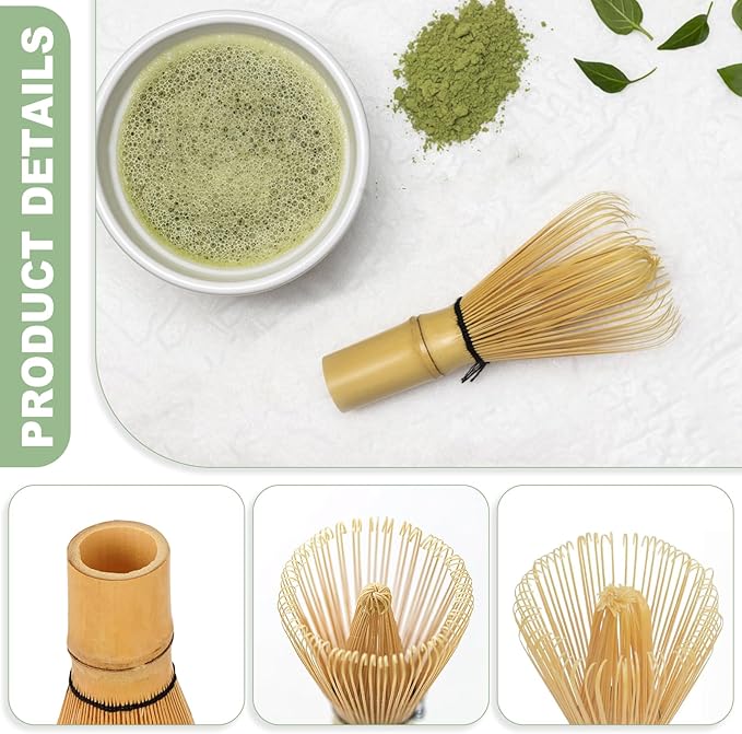 Bamboo Matcha Whisk for Matcha Tea Traditional Japanese Chasen Stirrer Wisk Mixer Brush Handcrafted Organic Matcha Preparation Tool for Frothy Fun and Authentic Tea Enjoyment