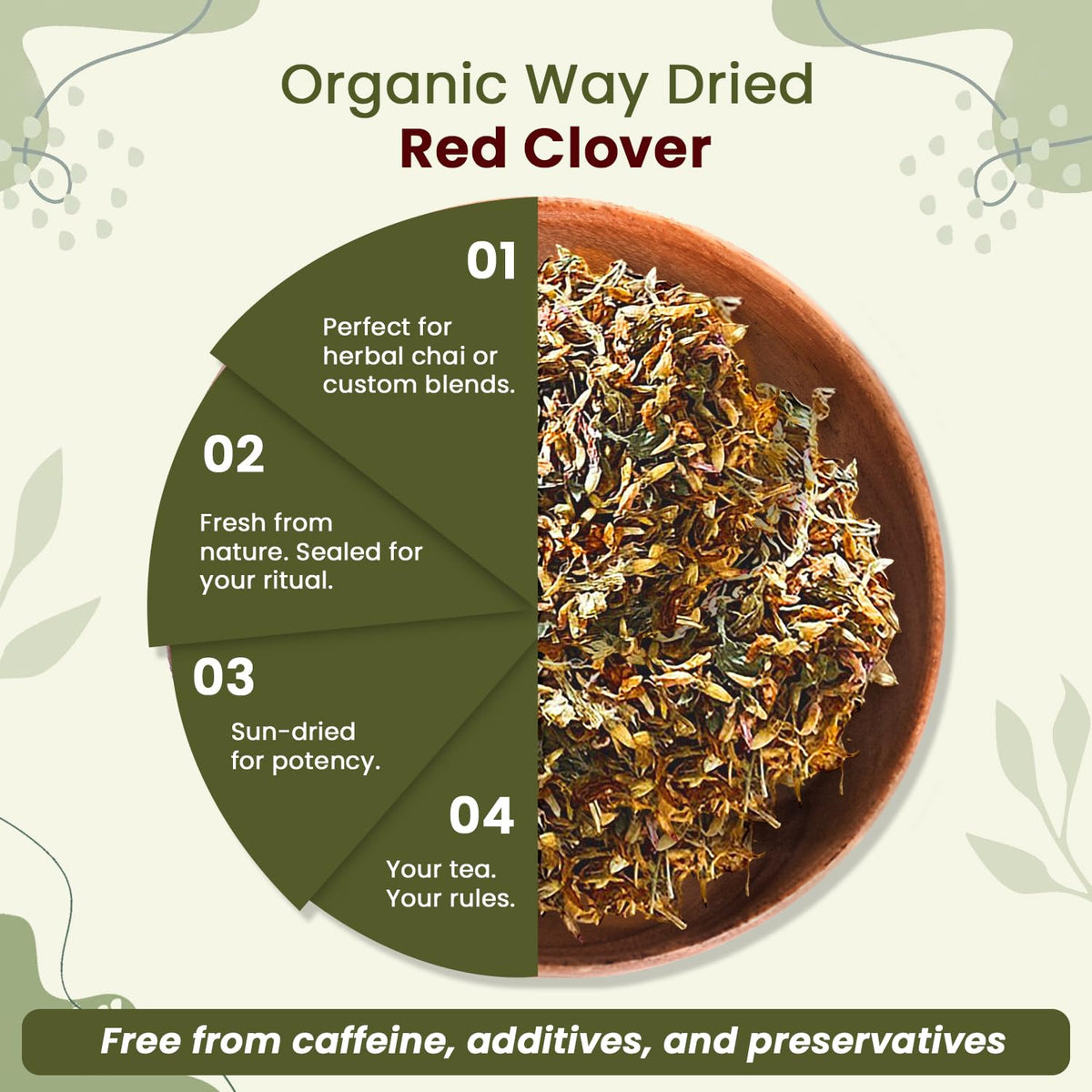 Organic Way Red Clover Flower Cut & Sifted - Herbal Tea (16 Oz)