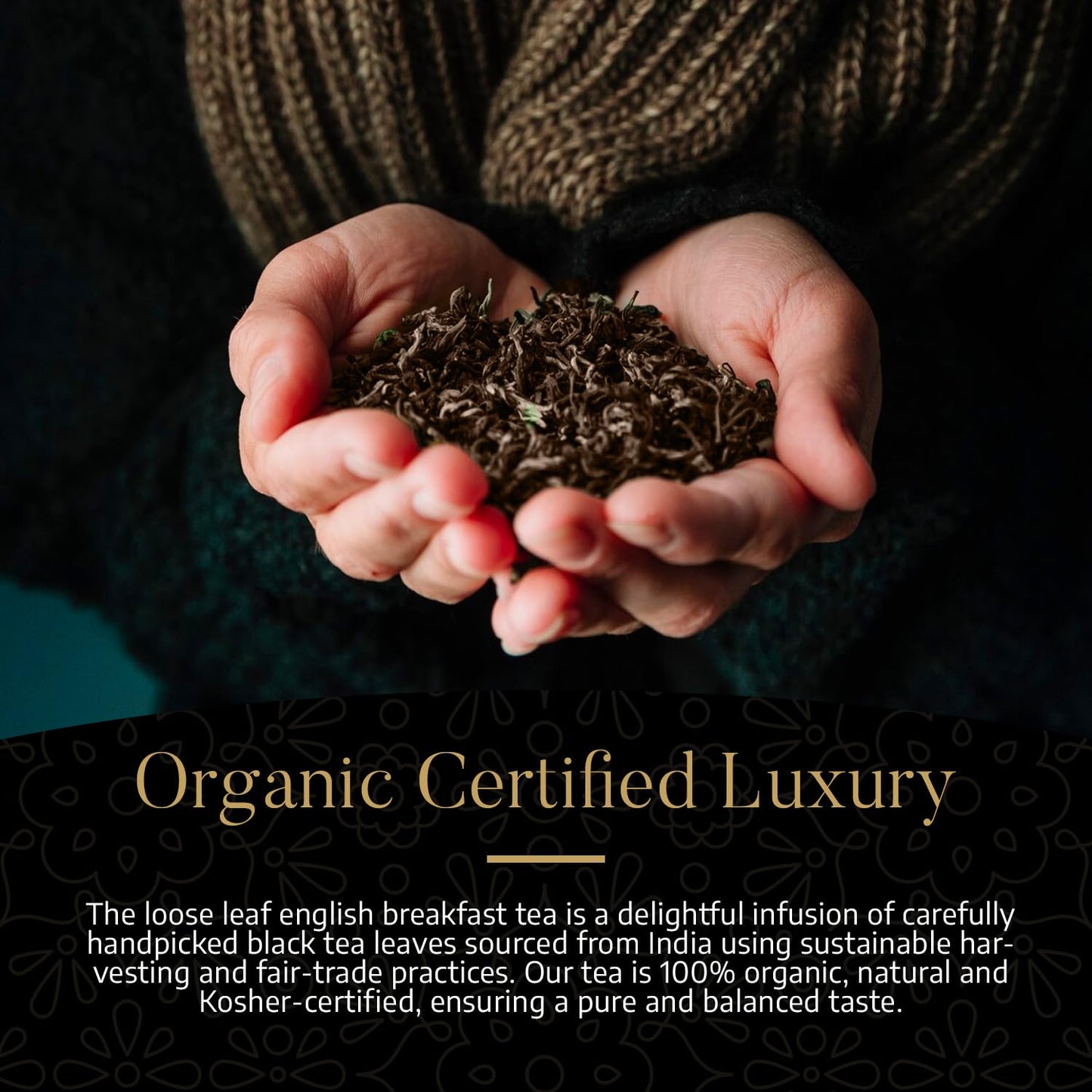 KOMAR ORGANICS English Breakfast Tea - 16oz USDA Organic Loose Leaf Tea Rich in Antioxidants - Balanced and Flavorful Black Tea for Energy Boost - 1 LB Certified Kosher Assam and Darjeeling Blend
