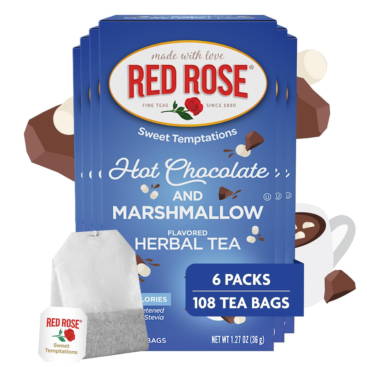 Red Rose Hot Chocolate with Marshmallow Dessert Tea