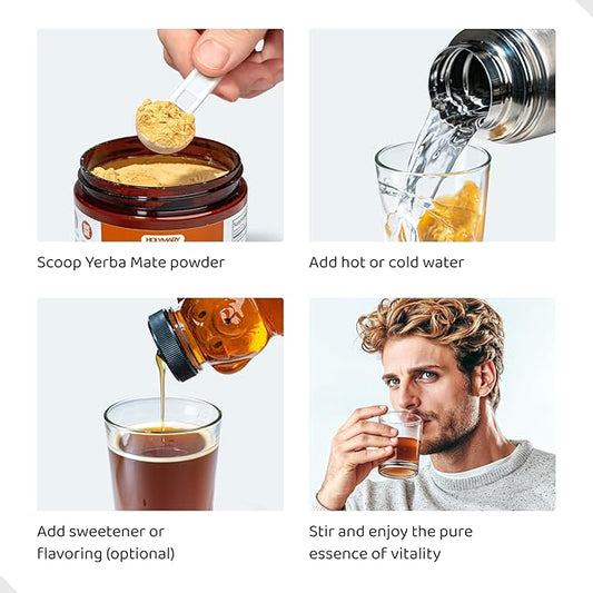 Yerba Mate Instant Tea - Boost Energy, Focus, Immunity & Cardio Health with Pure Organic Consentrated Extract - No Added Flavors or Sugars 120g (up to 240 Servings)