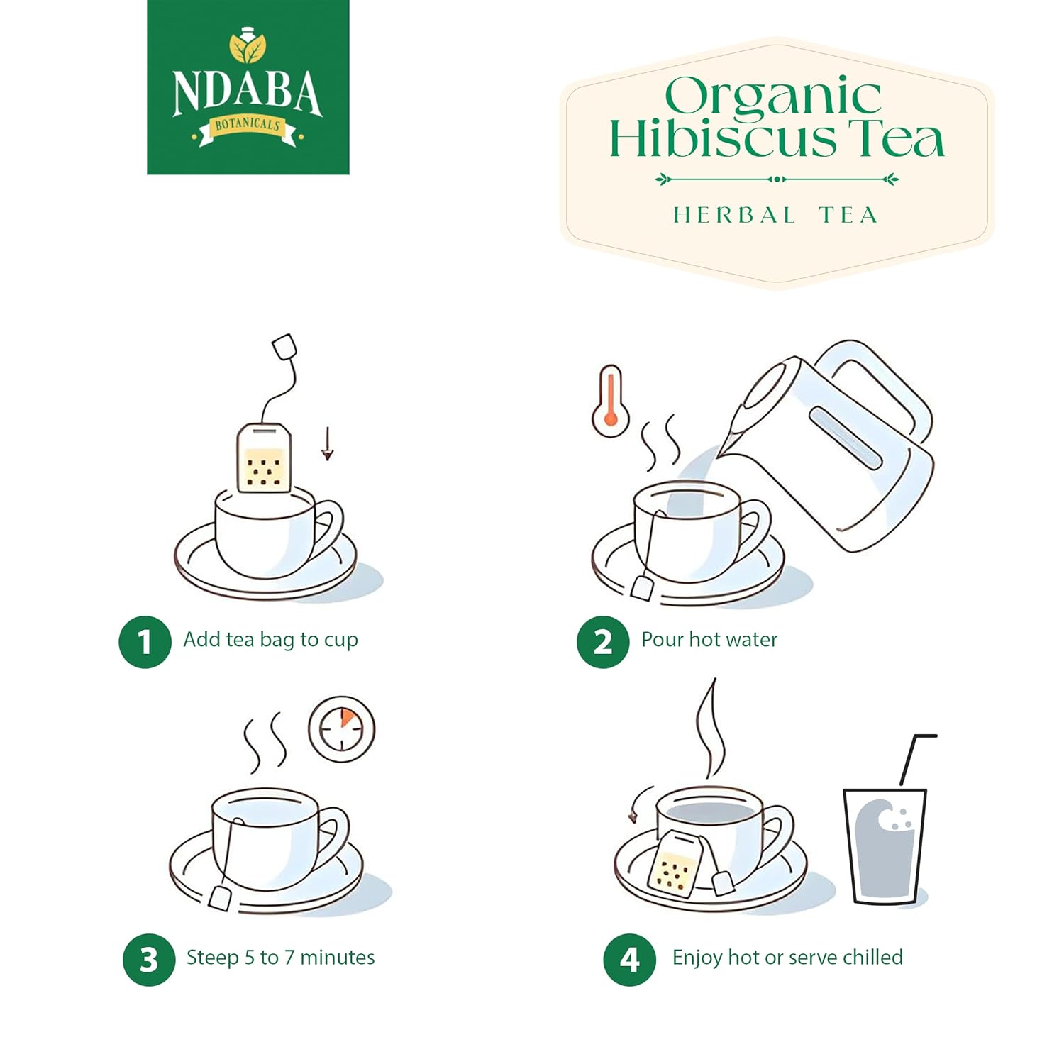 Organic Herbal Tea Bags, 35 count - Mix of Dried Hibiscus, Lemon, Ginger and Cloves herbal Tea Bags - Sugar Free - Caffeine Free - USDA Certified Organic Herbal Tea Mix