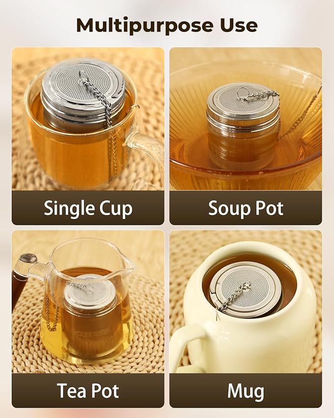 House Again Large Tea Infuser with Scoop, Extra Fine Mesh Tea Strainers for Loose Tea & Spice Infuser for Cooking, 304 Stainless Steel