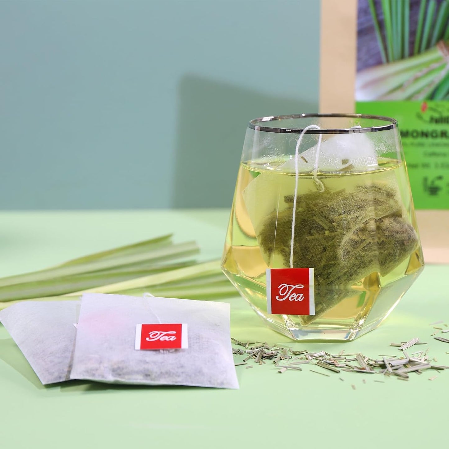 FullChea Lemongrass Tea Bags, 50 Counts, Hierba Limón, Non-GMO, Caffeine-Free