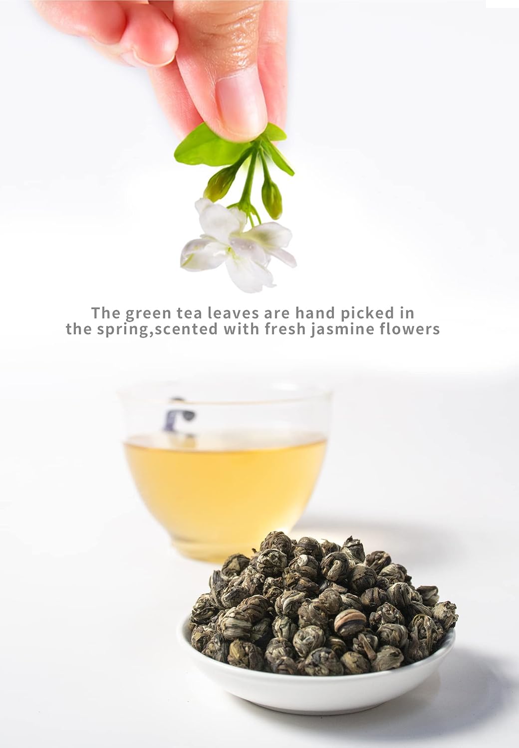 TIAN HU SHAN Jasmine Dragon Pearls Green Tea Loose Leaf 4oz *4tin