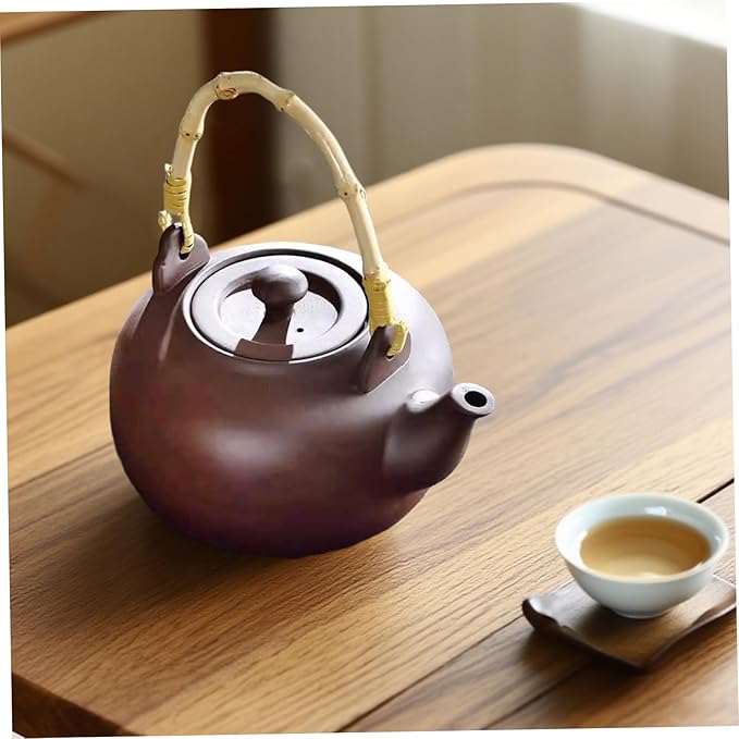 Japanese Tea Pot 800ml/28oz Purple Sands Clay Teapot with Wood Handle Kungfu Teapot for Stovetop
