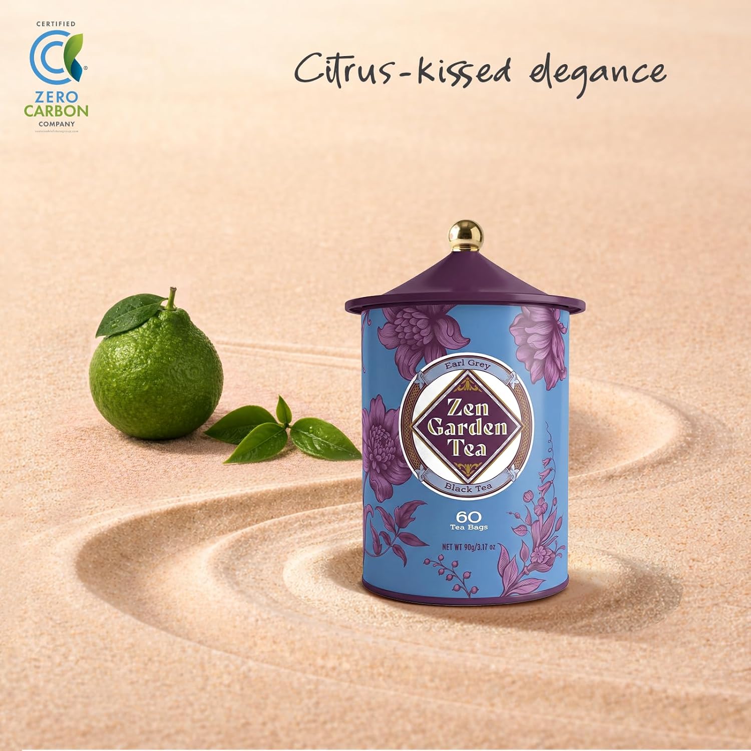 Life Plus Style Gourmet Zen Garden Earl Grey Black Tea Bergamot Herbal Black Caffeinated Hot or Iced Natural 60 Tea Bags
