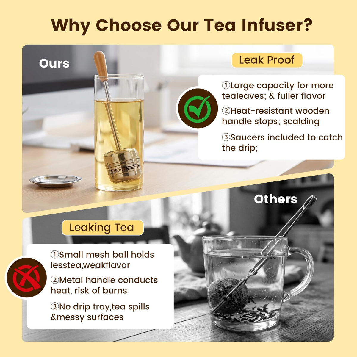 ZPUFAW 2Packs of Tea Infuser for Loose Leaf Tea, Long Handle 18/8 Stainless Steel Tea Scoop Infuser Fine Mesh Tea Strainers