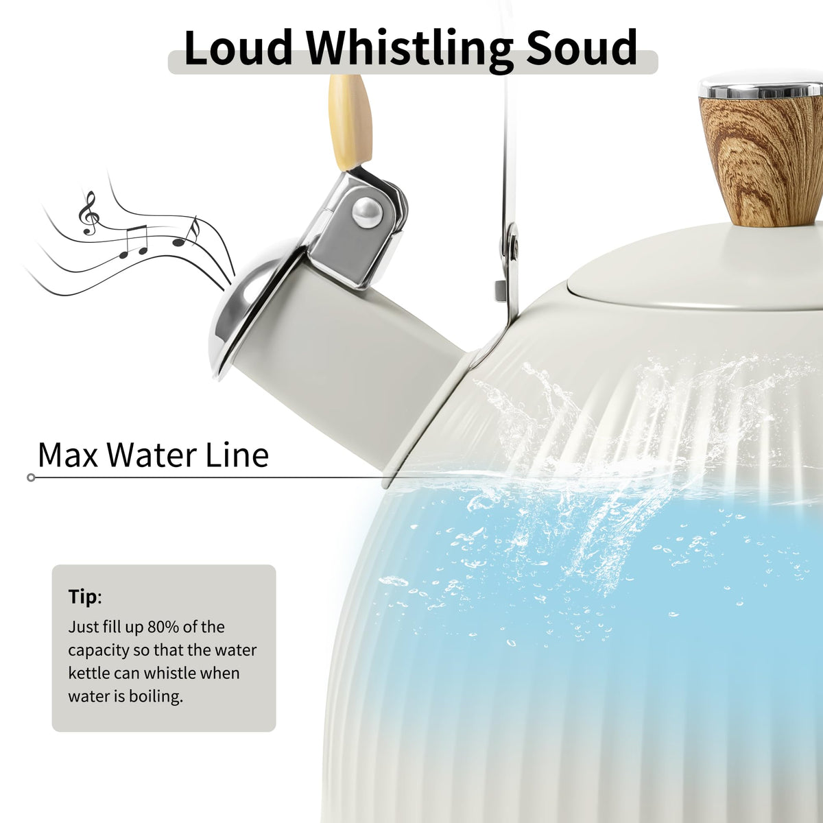 LONFFERY Fluted Tea Kettle for Stove Top