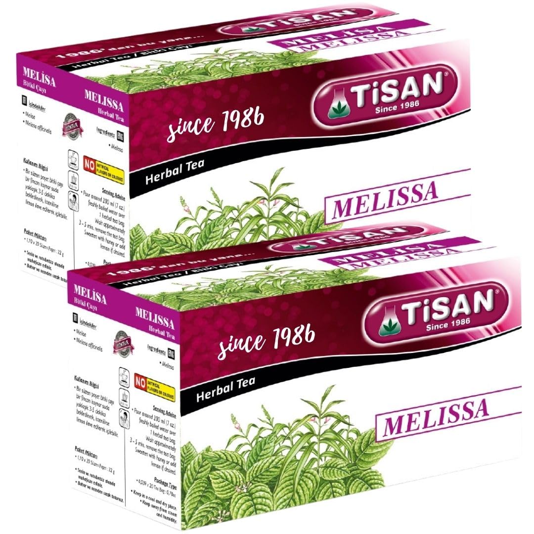 Tisan Melissa Tea (Lemon Balm) – 40 Individually Wrapped Tea Bags | Naturally Caffeine Free Herbal Infusion | Light Citrusy