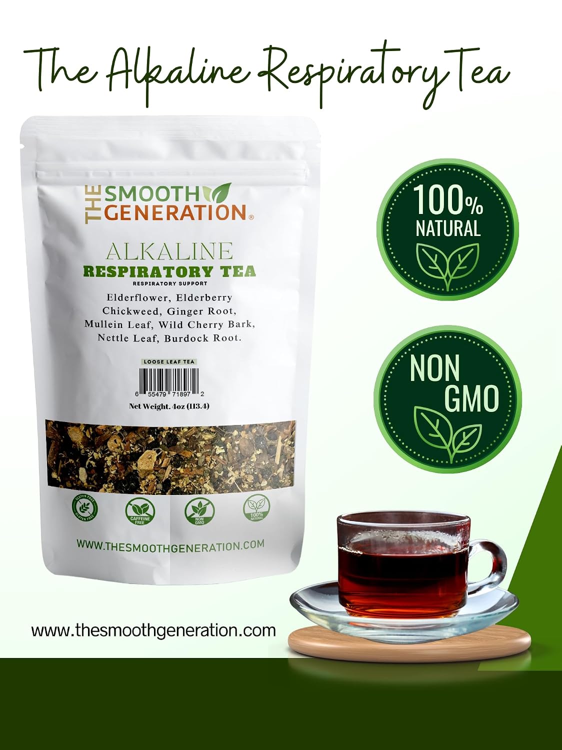 Alkaline Respiratory Tea – 100% Wildcrafted Herbs for Lung &amp; Respiratory Support | Immune Boost &amp; Detox | 4 oz Loose Leaf