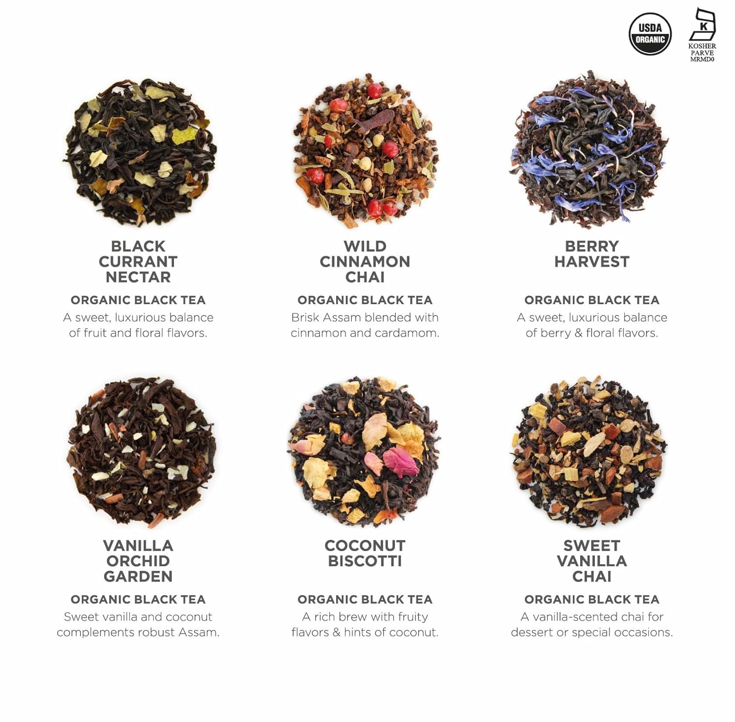 Teabloom Organic Black Forest Pyramid Tea Presentation Box, 12 Assorted Black Tea Blends, USDA Certified Organic Whole-Leaf Pyramid Tea Sachets