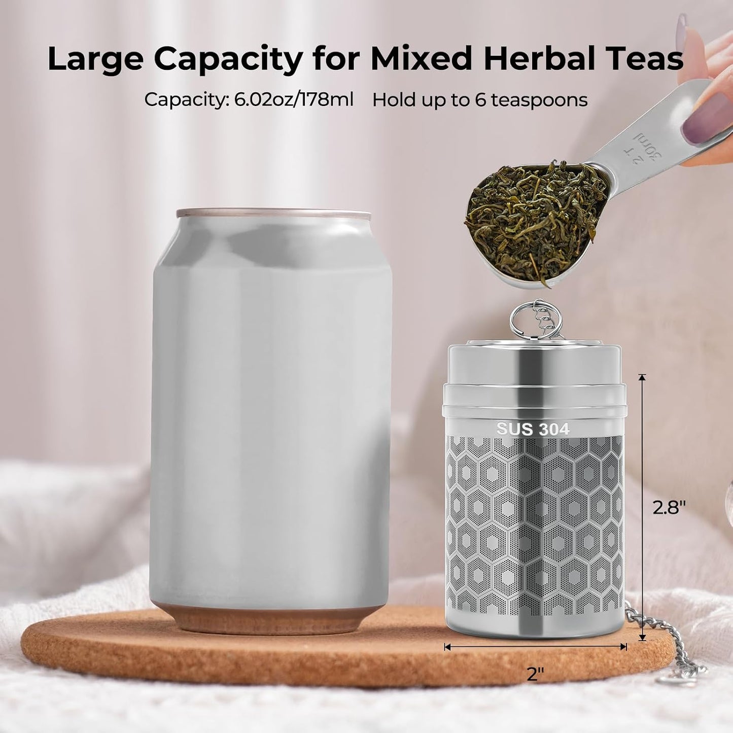 2 Pack Large Tea Infuser for Loose Leaf Tea &amp; Spice Ball 2”x2.8” | Stainless Steel Tea Strainer Fine Mesh Large Tea Ball for Loose Leaf Tea Steeper for Teapot Pitcher Cup Mug Bottle Kettle