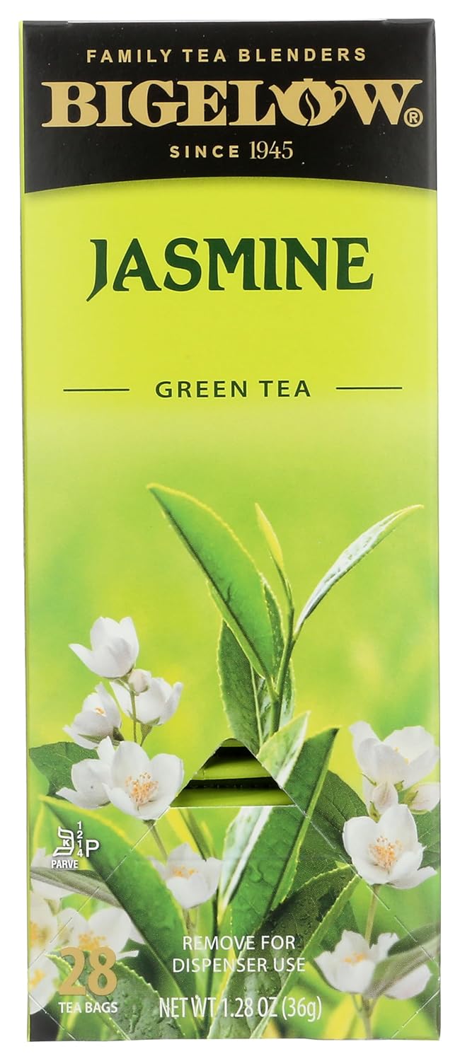 Bigelow Tea Green Jasmine 28ct, Medium-Caffeine, All Natural, Antioxidant-Rich, Individual Foil-Wrapped Bags