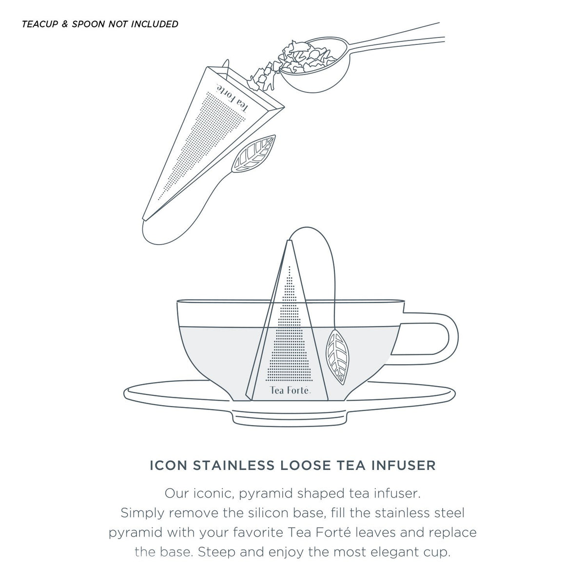 Tea Forte Loose Leaf Pyramid Tea Infuser, Stainless Steel Fine Mesh