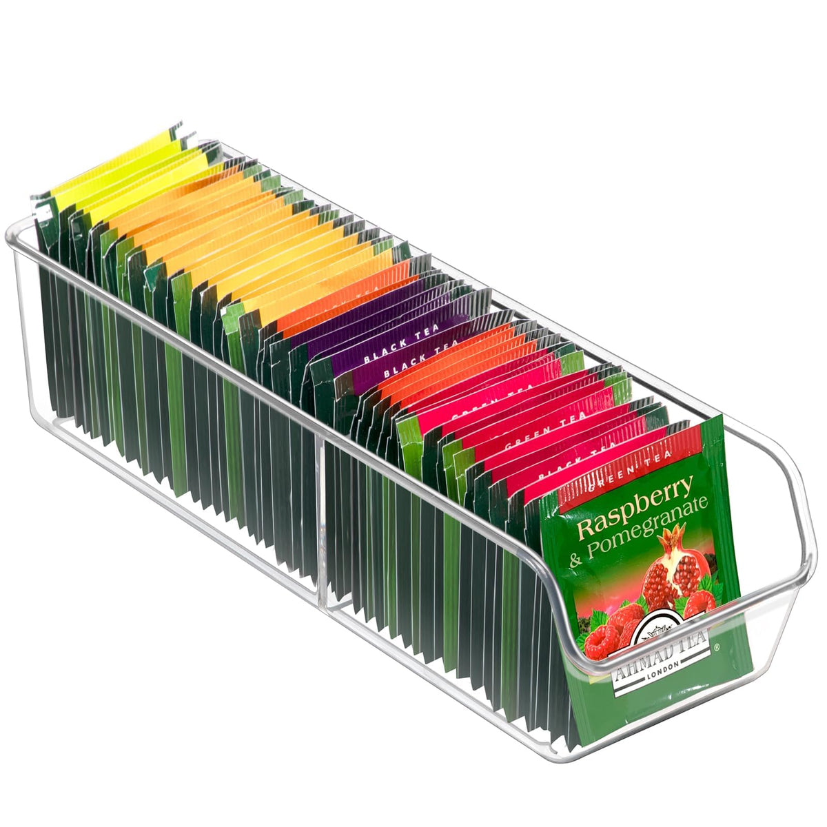 FUCDTEFC Tea Bag Organizer, Tea Bag Holder Box Storage Bin, Clear Tea Packet Plastic Drawer, Sugar Packet, Coffee, Condiment