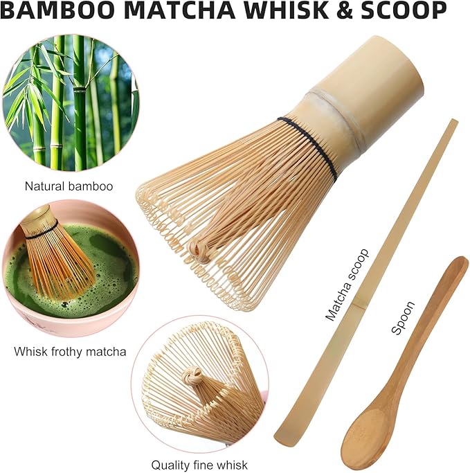 Matcha Whisk Set – 8 PCS Complete Ceremonial Grade Matcha Set, Premium Japanese Matcha Kit with Bamboo Whisk for Matcha Tea, Mixing Bowl, Scoop