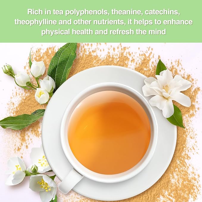 Taiping HK Jasmine Instant Green Tea Classic-100% Tea Leaves 30 Single Serve Stick Packs Unsweetened No Additives On-the-Go for Travel, Work, Outdoors , Helps Support Digestive Health Hot or Iced Teas (30Count)