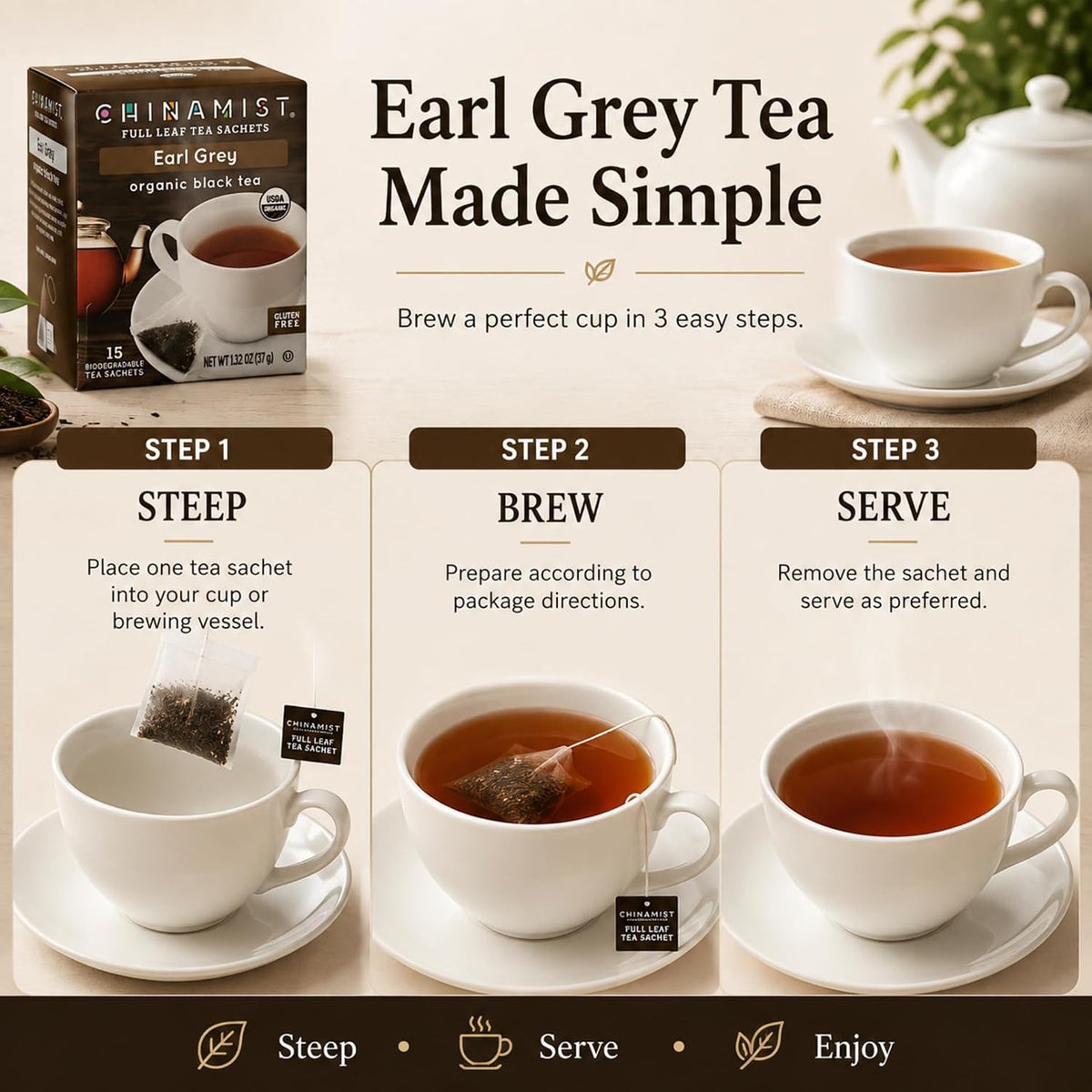 China Mist Organic Black Tea, Earl Grey (1 box)