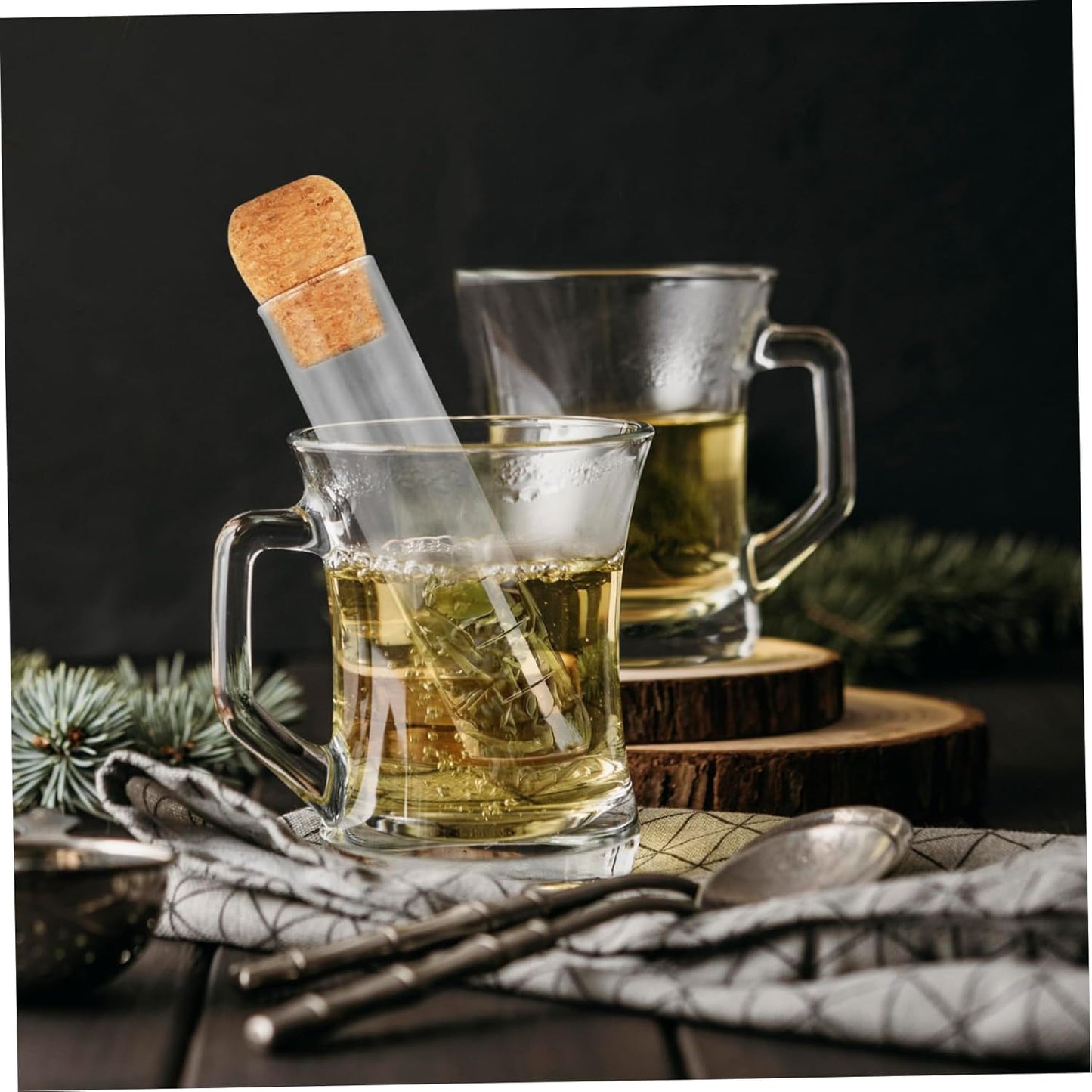 KICHOUSE Perforated Glass Tea Infuser Test Tube Shape Tea Strainer for Easy Brewing for Home Tearooms Restaurants Offices Compact Portable Design