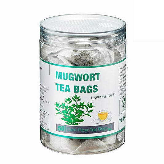 50 Mugwort Tea Bags, Natural Dried Chinese Mugwort Herb Tea, Artemisia Wormwood Tea, Caffeine Free, Help Sleep, Lucid Dreaming, Relax, Digestion