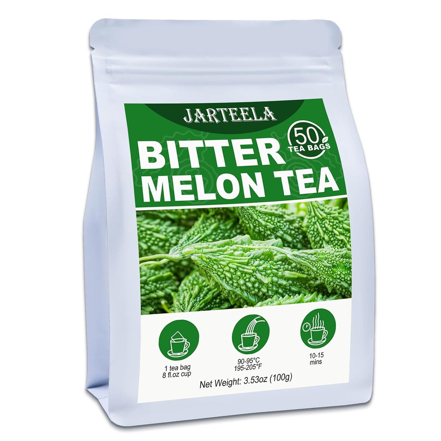 Jarteela - Bitter Melon Tea Bags, 50 Count, Dried Bitter Melon | Premium dried momordica charantia herbal tea, non-GMO &amp; caffeine-free, carefully processed for consistent steeping flavor