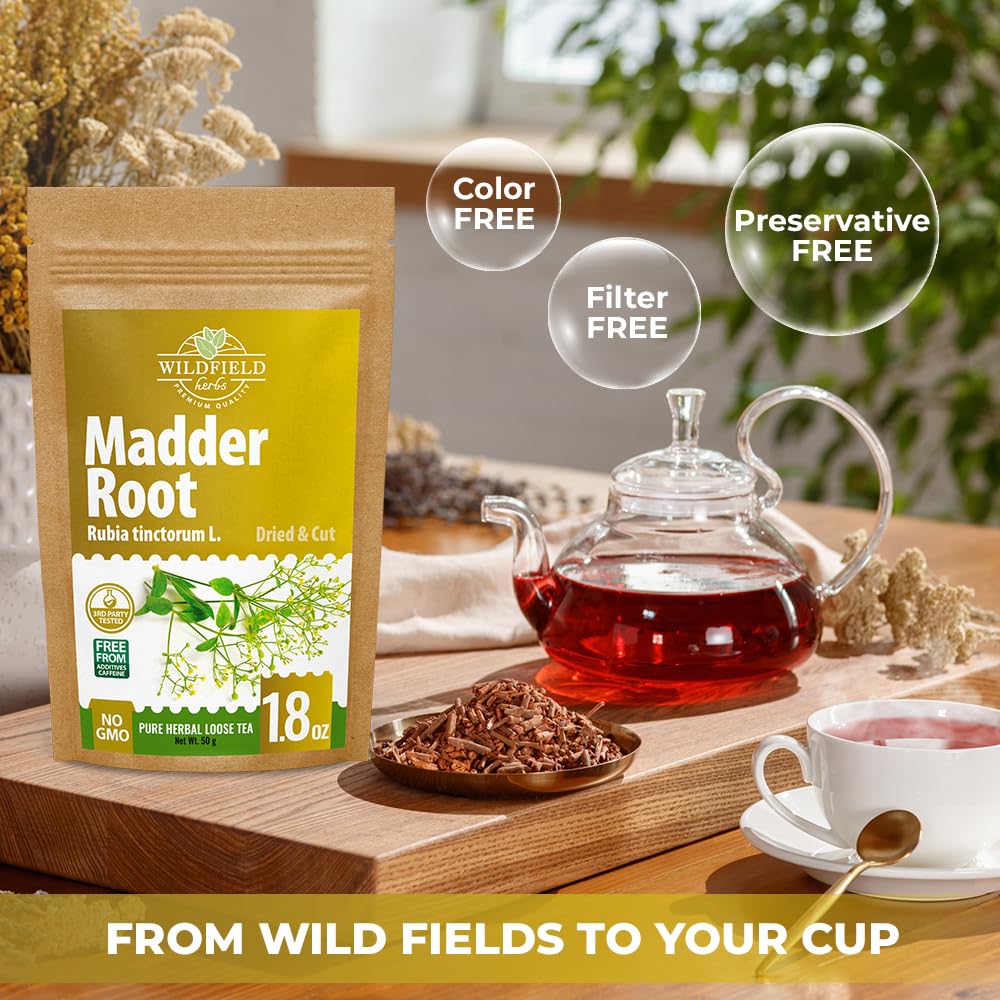 1.8 oz. Dried Madder Root Herb Tea (Rubia Tinctorum) Dried Cut Madder Roots Herbal Tea - 50g