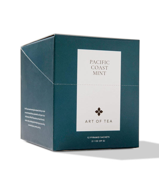 Art of Tea Pacific Coast Mint Tea Bags 12 Count Organic Peppermint Herbal Tea, Refreshing Caffeine Free Mint Tea Bags, Premium Soothing Herbal Tea