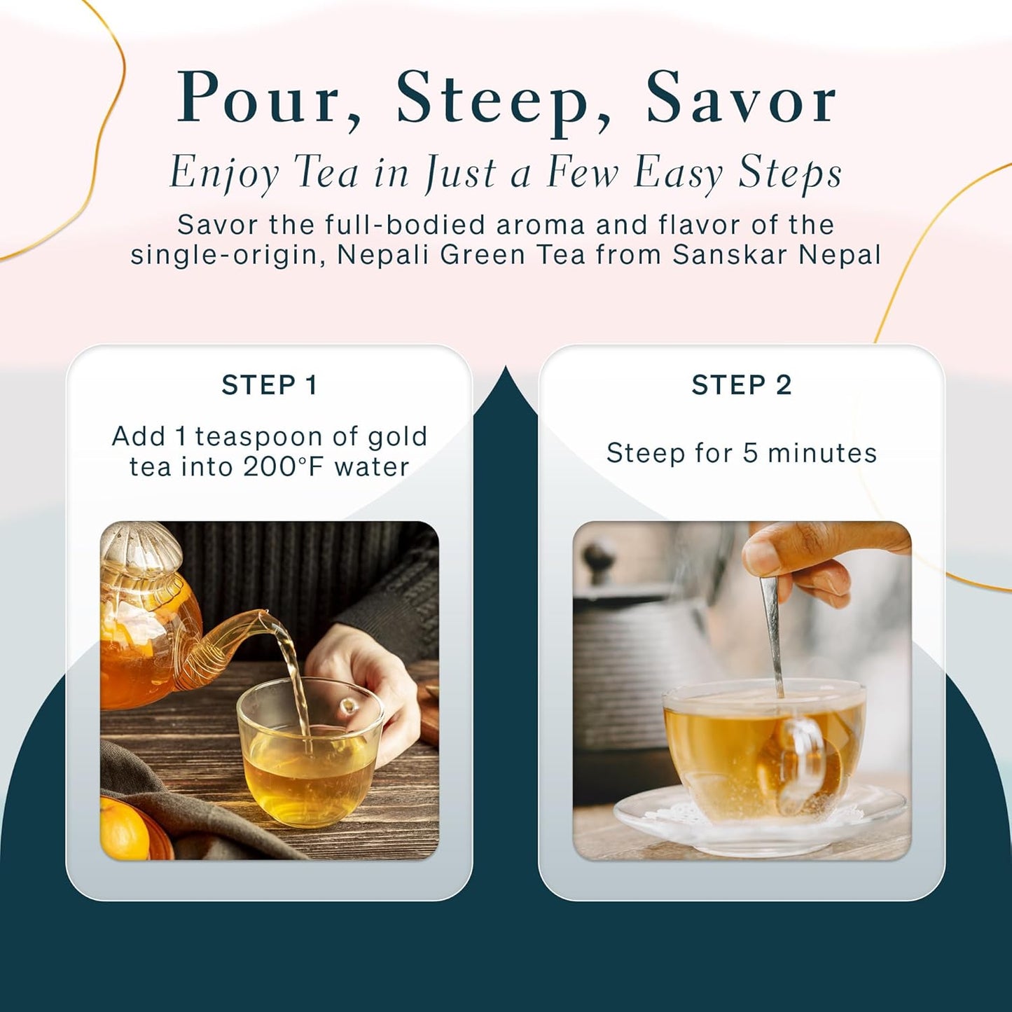 Sanskar Nepal - Green Tea, Superior Single-Origin Green Tea Leaves from Nepal, High-Altitude-Grown Loose Leaf Tea, 50 g/1.7 oz Bag Yields 25 Cups
