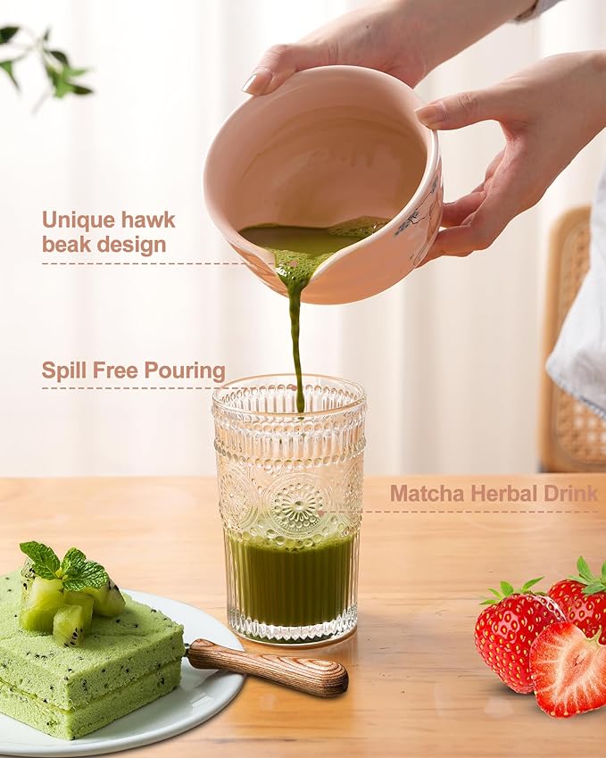 Matcha Whisk Set, Ceramic Matcha Set Includes Matcha Bowl, Matcha Whisk and Holder, Bamboo Scoop, Scoop Rest, Sifter and Tea Towel