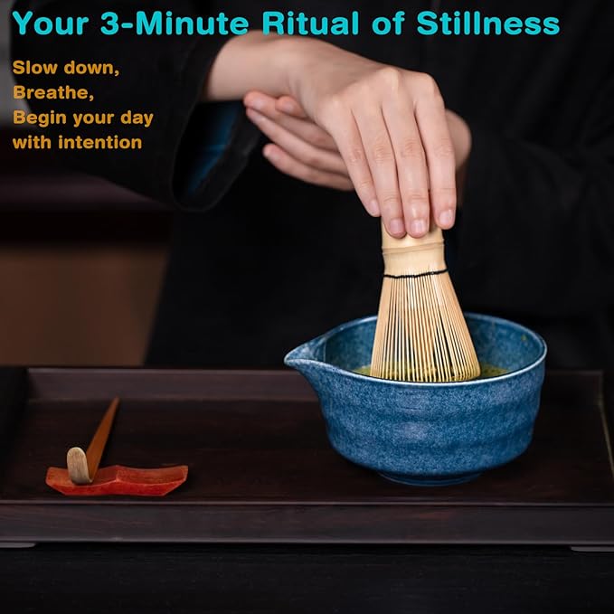 Premium Matcha Ceremony Set – Complete 9-Pcs Ritual Kit – Presented in Luxury Magnetic Gift Box, Perfect for Gifting or Self-Care (Gem Blue)