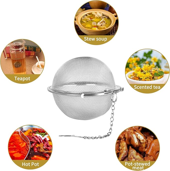 Fu Store 2pcs Stainless Steel Mesh Tea Ball 3.5 inches Tea Strainers Teas Infuser Strainer Filters for Teas