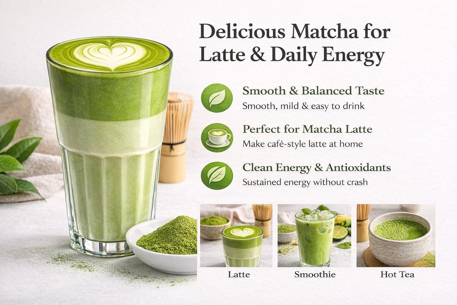 Briiwii Organic Matcha Powder Premium Japanese Matcha Green Tea Powder for Matcha Latte, Smoothies & Daily Drink, First Harvest, 30g